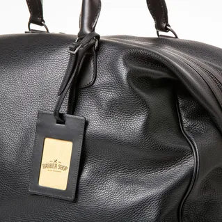 Barber Shop Leather Luggage Tag "Comb" - Black