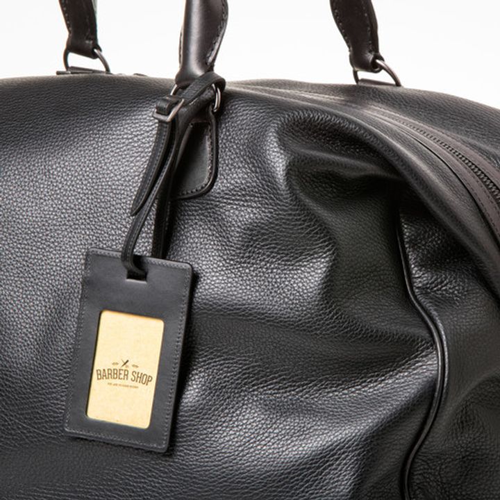 Barber Shop Leather Luggage Tag "Comb" - Black