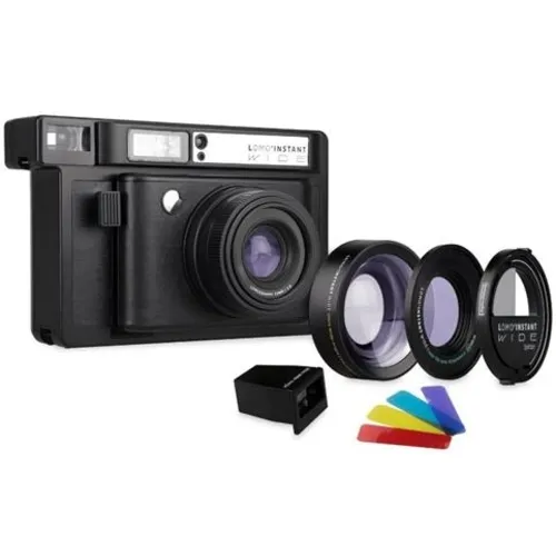 Lomography Lomo'Instant Wide Camera, 2 Lenses & Splitzer (Black)