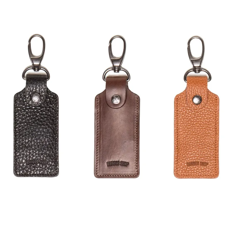Barber Shop Clipper Leather Keyring Holder with SD Card Slots