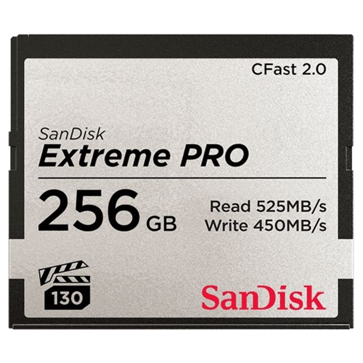 SanDisk Extreme PRO CFast 2.0 256GB 525MB/s R 450MB/s W VPG130 Card **