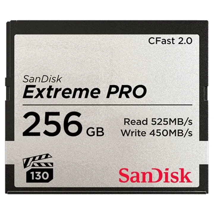 SanDisk Extreme PRO CFast 2.0 256GB 525MB/s R 450MB/s W VPG130 Card