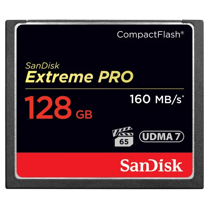 SanDisk Extreme PRO CompactFlash 128GB 160MB/s R 150MB/s W UDMA 7 VPG-65 Card