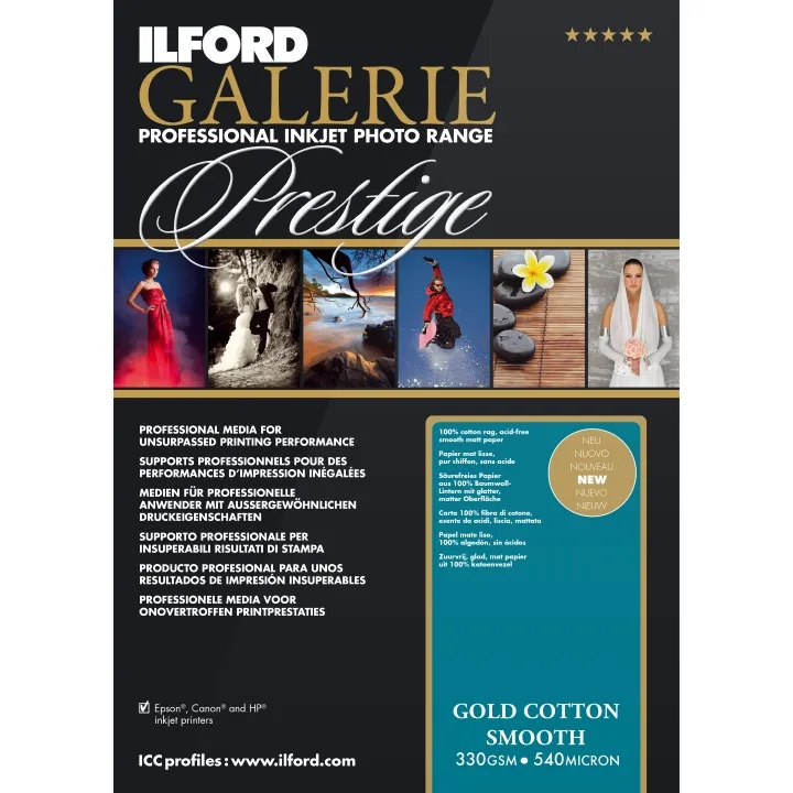 Ilford Galerie Gold Cotton Smooth Paper Sheets (330 GSM)