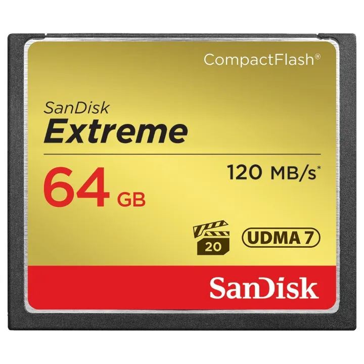 SanDisk Extreme CompactFlash 64GB 120MB/s R 85MB/s W UDMA 7 VPG-20 Card