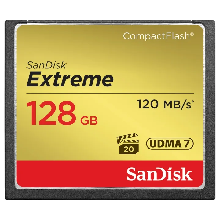 SanDisk Extreme CompactFlash 128GB 120MB/s R 85MB/s W UDMA 7 VPG-20 Card