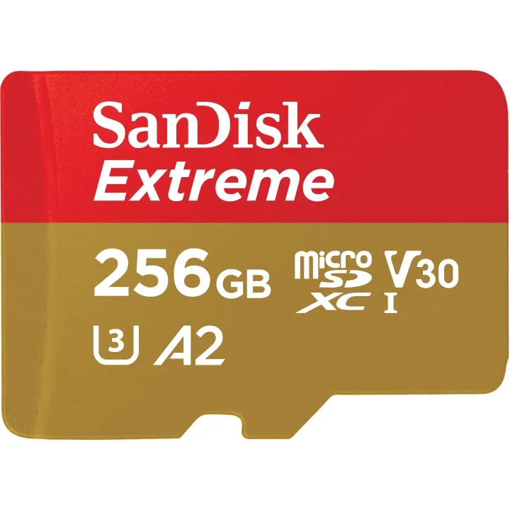 SanDisk Extreme microSDXC, 256GB,UHS-I,160MB/s R, 90MB/s W & SD adaptor **