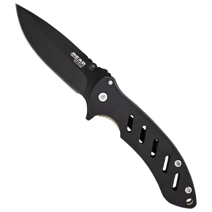Bear Edge Brisk 1.0 4 1/6" Black Blade Frame Lcok Folder Knife - Black