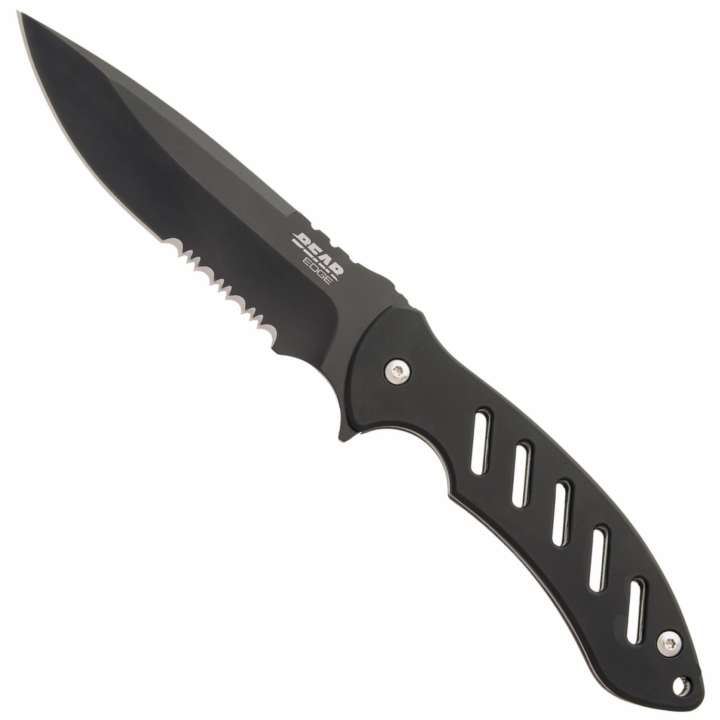 Bear Edge Brisk 1.0 9 3/4" Black Fixed Blade Knife with Ballistic Sheath