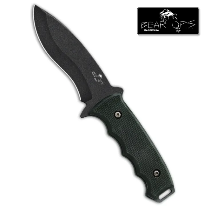 Bear & Son 9 3/8" Black G10 Handle with Black Epoxy Coated 1095 blade and Kydex Sheath 