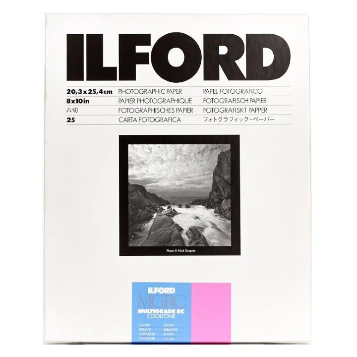 Ilford Multigrade RC Cooltone Glossy 8x10" 25 Sheets Darkroom Paper MGRCCT1M
