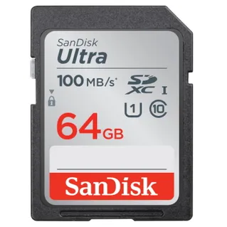 SanDisk Ultra SDHC SDUNR C10 UHS-I 64GB Memory Card - 100MB/s R **