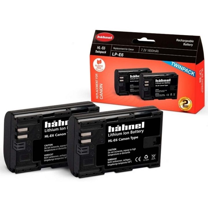 Hahnel Digital Still Battery LP-E6 Twin Pack for Canon 1650mAh 7.2V **