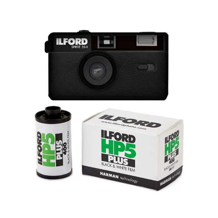 Ilford SPRITE 35-II Reusable Camera - Black + HP5 Plus 24 film