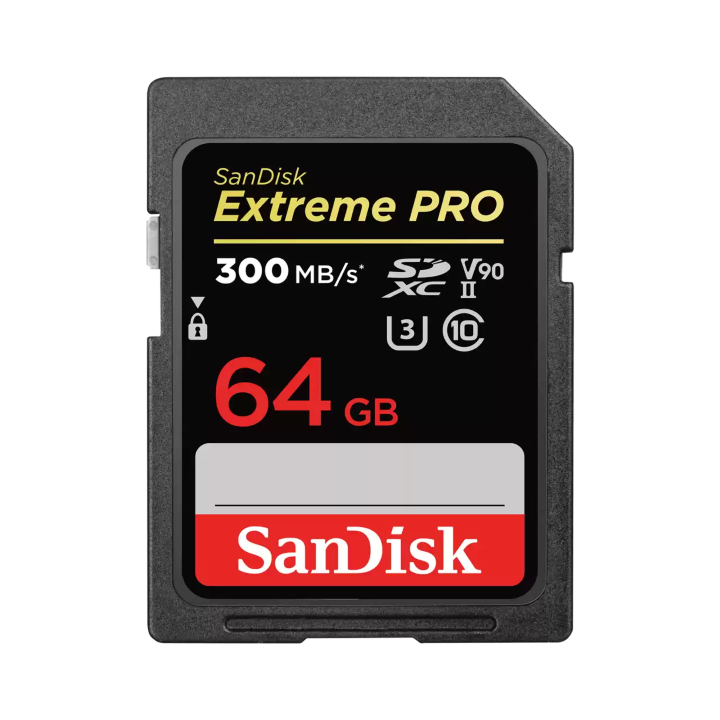 SanDisk Extreme PRO SDXC 64GB 300MB/s R 260MB/s W UHS-II U3 C10 V90 Card **