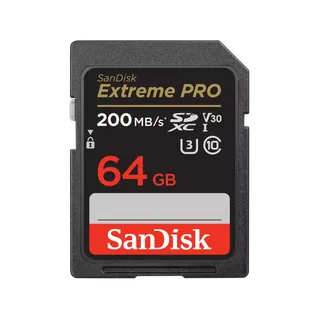 SanDisk Extreme PRO SDXC 64GB 200MB/s R 90MB/s W UHS-I U3 C10 V30 Card