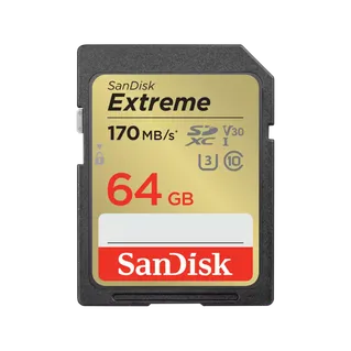 SanDisk Extreme SDXC 64GB 170MB/s R 80MB/s W UHS-I U3 C10 V30 Card