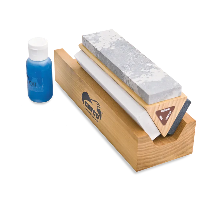 Gatco 6" 100% Natural Arkansas Stone Tri-Hone Sharpening System