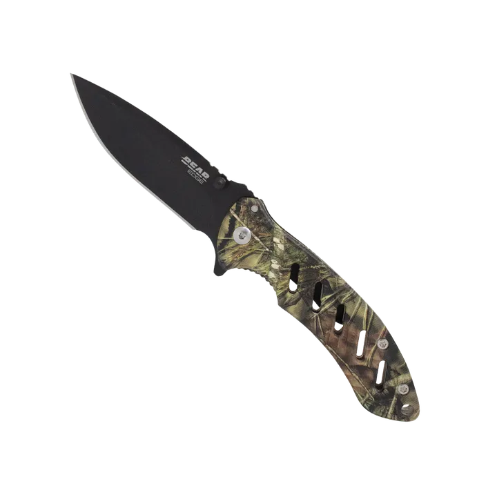 Bear Edge Brisk 1.0 4 1/16" Brown Locker Folder Knife in True Timber Camo