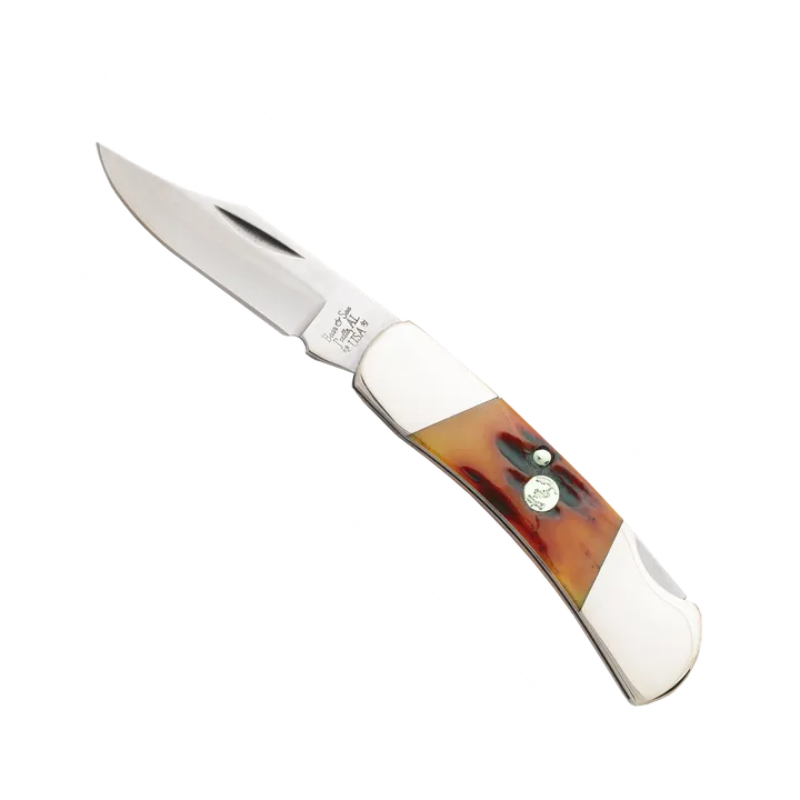 Bear & Son 3" Red Stag Lockback Upswept