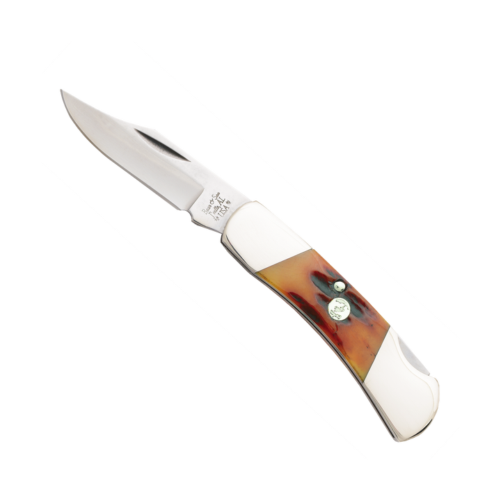 Bear & Son 3" Red Stag Lockback Upswept