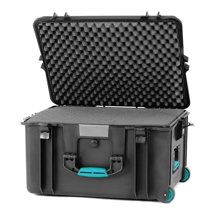 HPRC 2730W - Wheeled Hard Case with Cubed Foam (Black) with Blue Handle