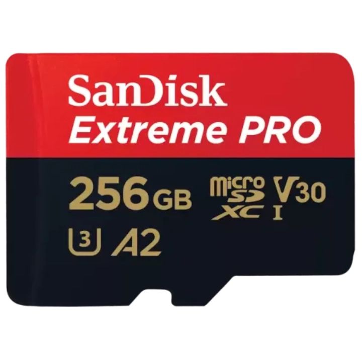 SanDisk Extreme PRO microSDXC 256GB 200MB/s R 140MB/s W UHS-I U3 C10 V30 A2 Card