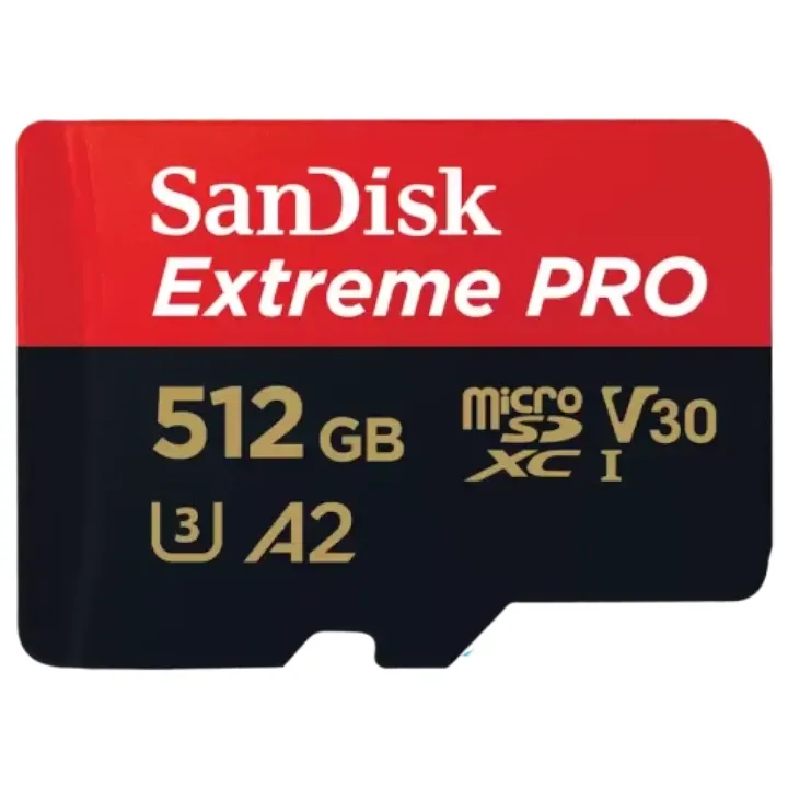 SanDisk Extreme PRO microSDXC 512GB 200MB/s R 140MB/s W UHS-I U3 C10 V30 A2 Card