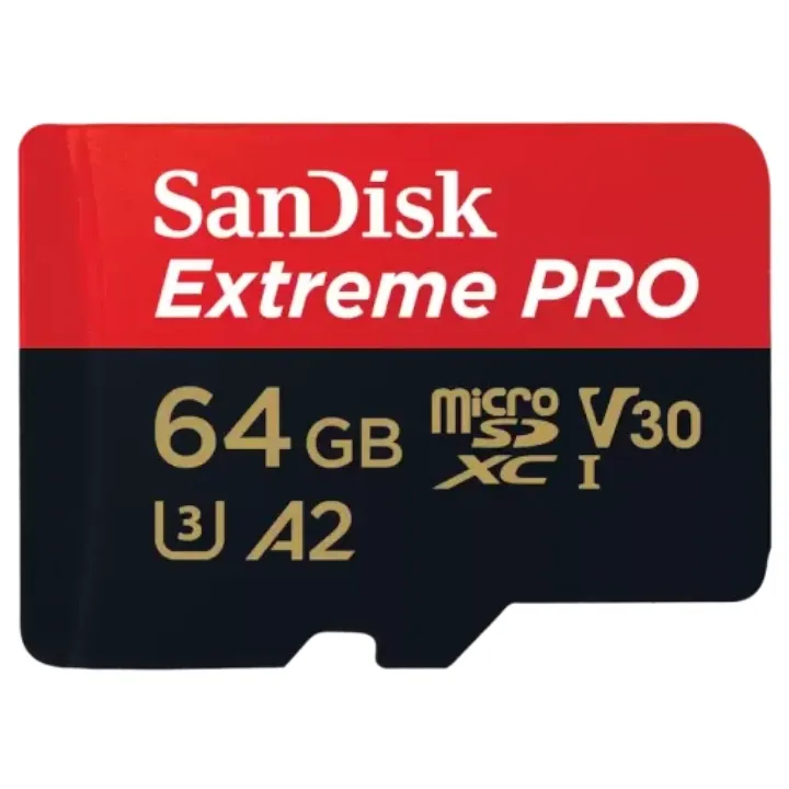 SanDisk Extreme PRO microSDXC 64GB 200MB/s R 90MB/s W UHS-I  U3 C10 V30 A2 Card