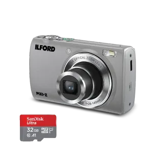 Ilford PIXI-Z 5x Zoom Silver Camera with SanDisk 32GB microSD