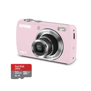 Ilford PIXI-Z 5x Zoom Pink Camera with SanDisk 32GB microSD