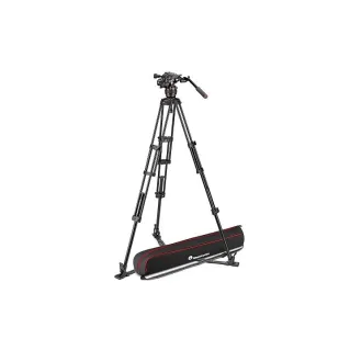 Manfrotto Nitrotech 608 Fluid Video Head and Aluminium Twin Tripod with Ground Spreader