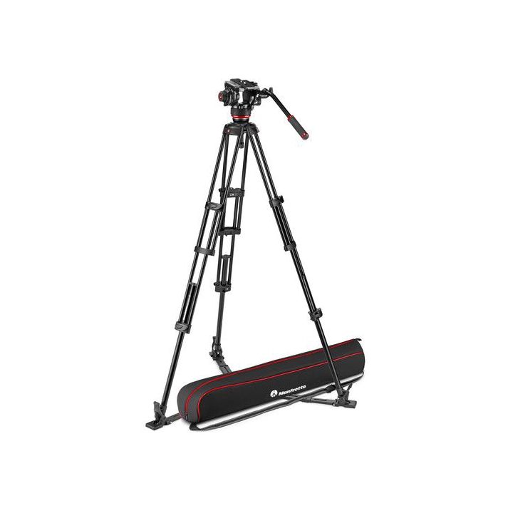 Manfrotto 504X Fluid Video Head and Aluminium Twin Leg Tripod with Ground Spreader