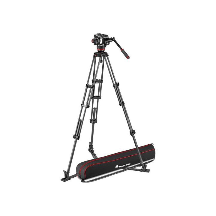 Manfrotto 504X Fluid Video Head with Carbon Fibre Twin Leg Tripod and Ground Spreader
