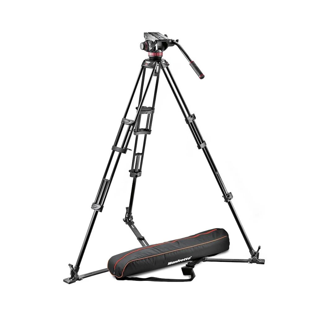 Manfrotto Professional Video Aluminium Tripod System with Fluid Head and Ground Spreader