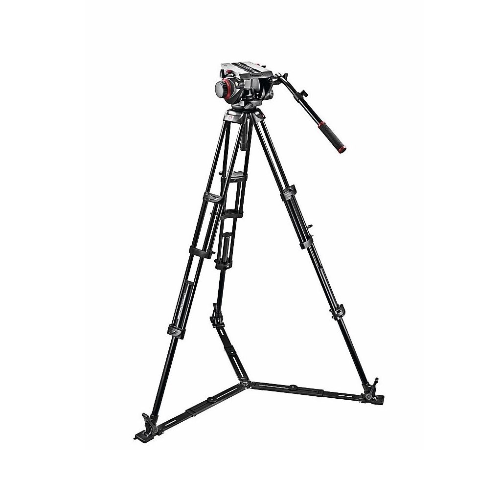 Manfrotto 509HD Fluid Video Head with 545GB Aluminium Ground Twin Tripod Kit