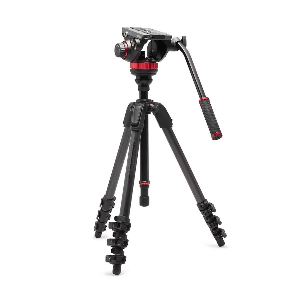 Manfrotto 055 Carbon Fibre 4-Section Tripod with 502 Video Head