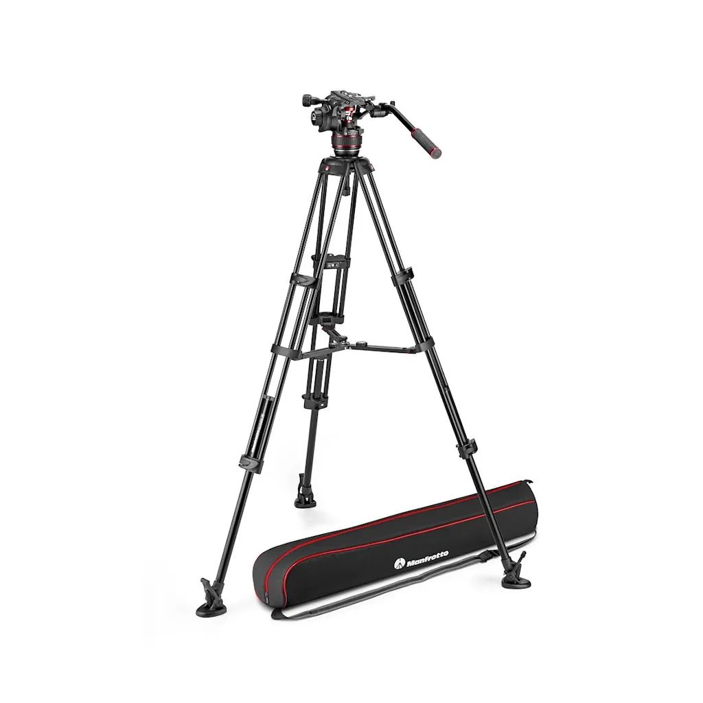 Manfrotto Nitrotech 608 Fluid Video Head and Aluminium Twin Middle Spreader Tripod