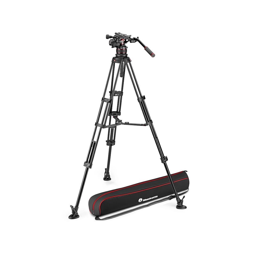 Manfrotto Nitrotech 612 Fluid Video Head and Aluminium Twin Leg Tripod with Mid Spreader