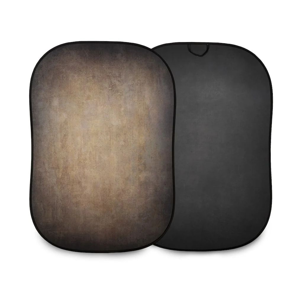 Manfrotto 1.5x2.1m Vintage Reversible Collapsible Background - Walnut and Pewter