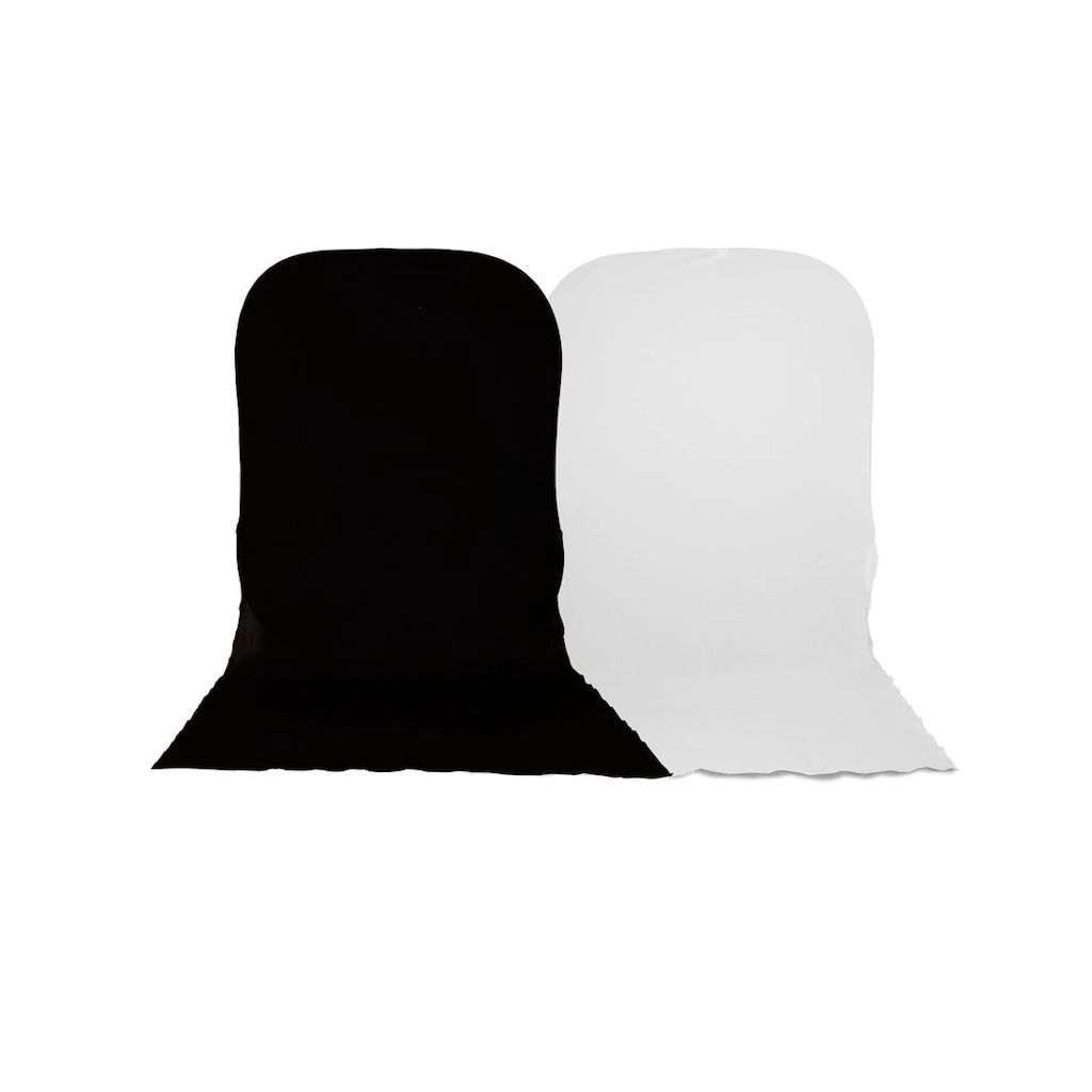 Manfrotto Plain Collapsible Background 1.8 x 2.15m Black/White with Train