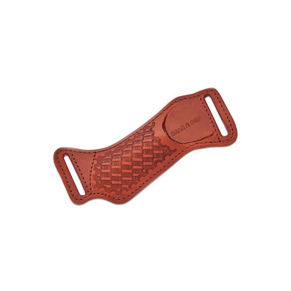 Horizontal Brown Tooled Pocket Knife Sheath