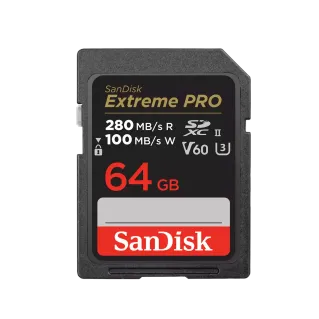 SanDisk Extreme Pro SDXC 64GB 280MB/s R 100MB/s V60 U3 C10 UHS-II Card