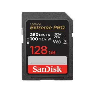 SanDisk Extreme Pro SDXC 128GB 280MB/s R 100MB/s V60 U3 C10 UHS-II Card