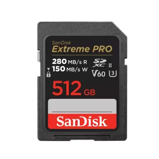 SanDisk Extreme Pro SDXC 512GB 280MB/s R 100MB/s V60 U3 C10 UHS-II Card