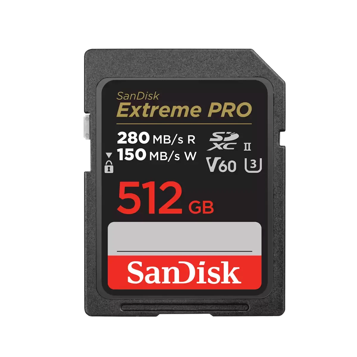 SanDisk Extreme Pro SDXC 512GB 280MB/s R 100MB/s V60 U3 C10 UHS-II Card