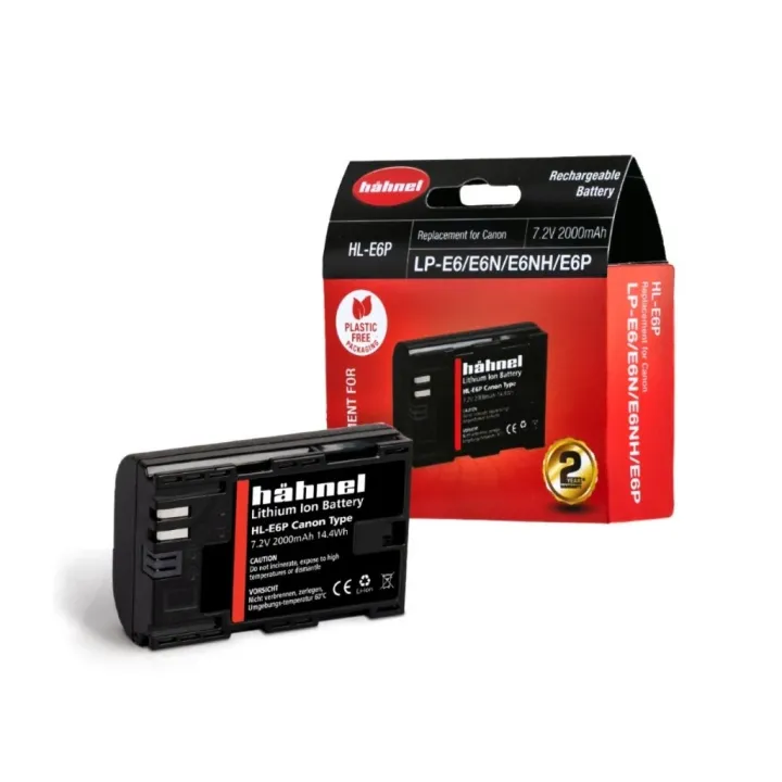 Hahnel HL-E6P Battery 2000mAh 7.2V for Canon LP-E6 / E6N / E6NH / E6P