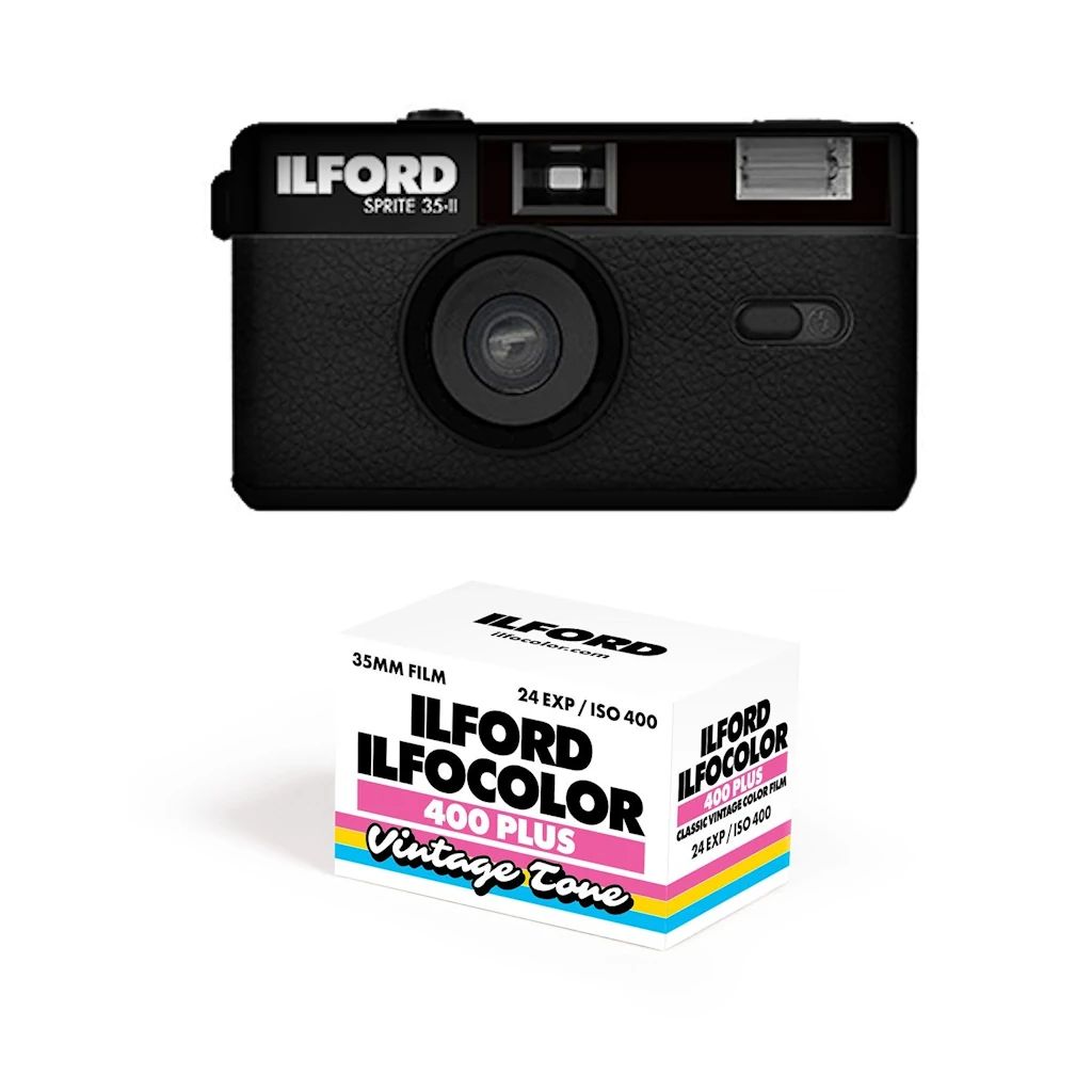 Ilford SPRITE 35-II Camera - Black + ILFOCOLOR 400+ Colour Film 24EXP