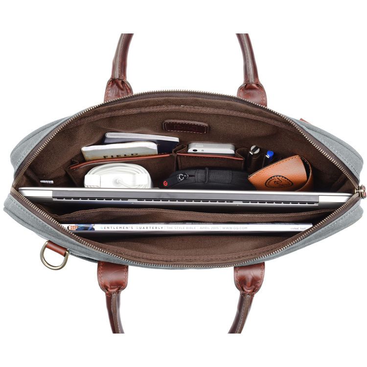 ONA Kingston Canvas Laptop Briefcase - Smoke