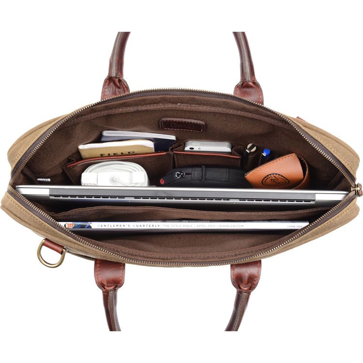 ONA Kingston Canvas Laptop Briefcase - Field Tan
